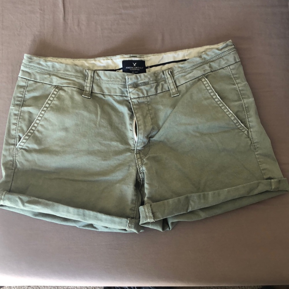 Army Green American Eagle midi shorts
